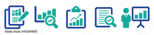 Result report icon set. Review document icon vector illustration. Business analysis concept. stock vector. eps 10.