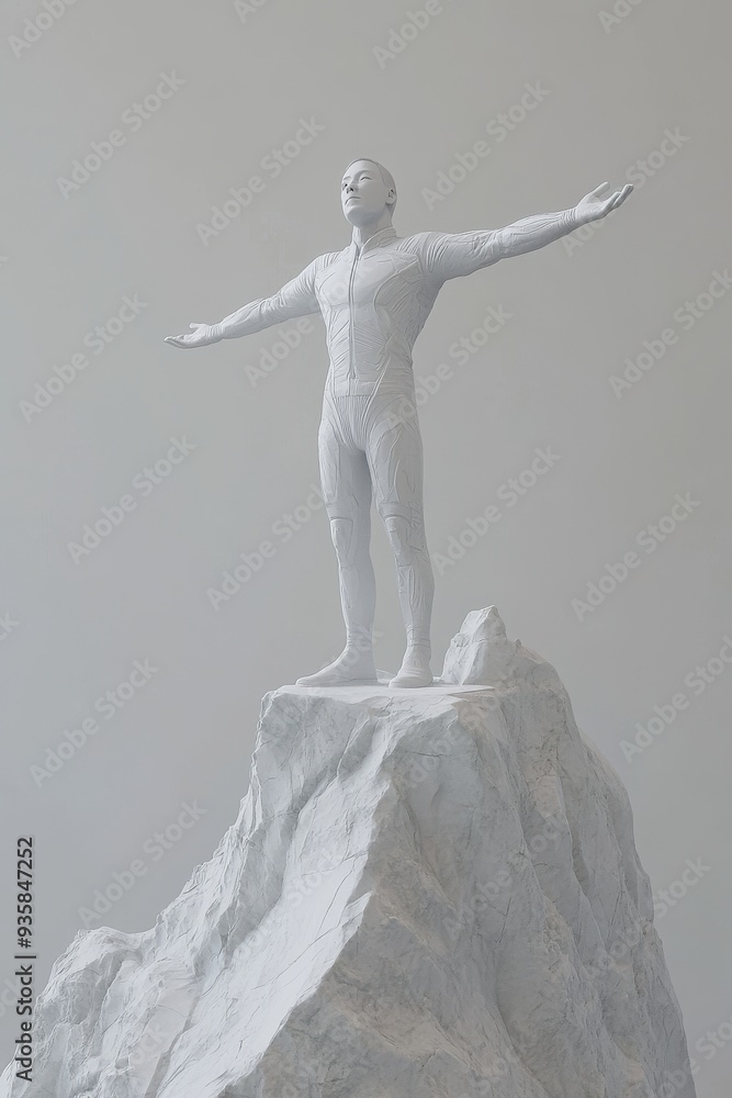 A Surreal Marble Statue depicting a Leaping Skydiver in Conceptual Digital Sculpting A Surreal Marble Statue depicting a Leaping Skydiver in Conceptual Digital Sculpting