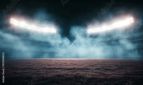 An epic backdrop with baseball stadium lights and field lights for sports photography photo