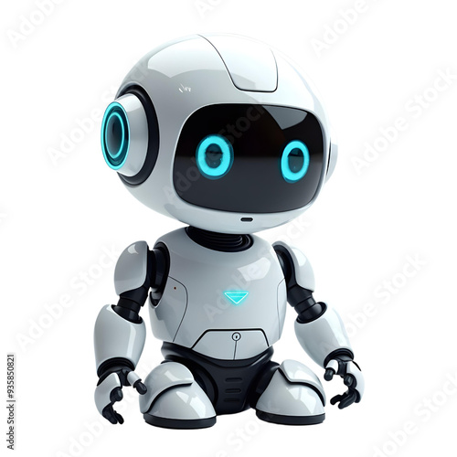 Cute Mini ai robot isolated on transparent background