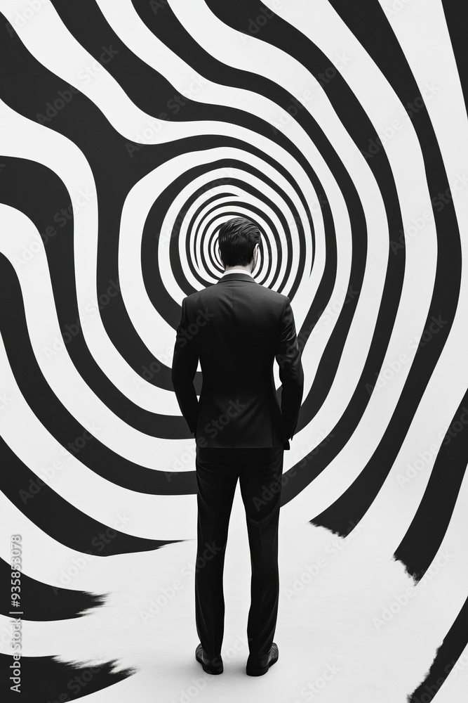 custom made wallpaper toronto digitalIn motion, monochrome surreal montage shows a minimal business figure