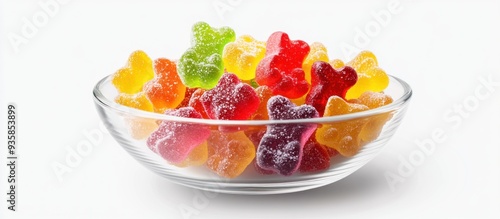 Colorful Gummy Bears in Glass Bowl