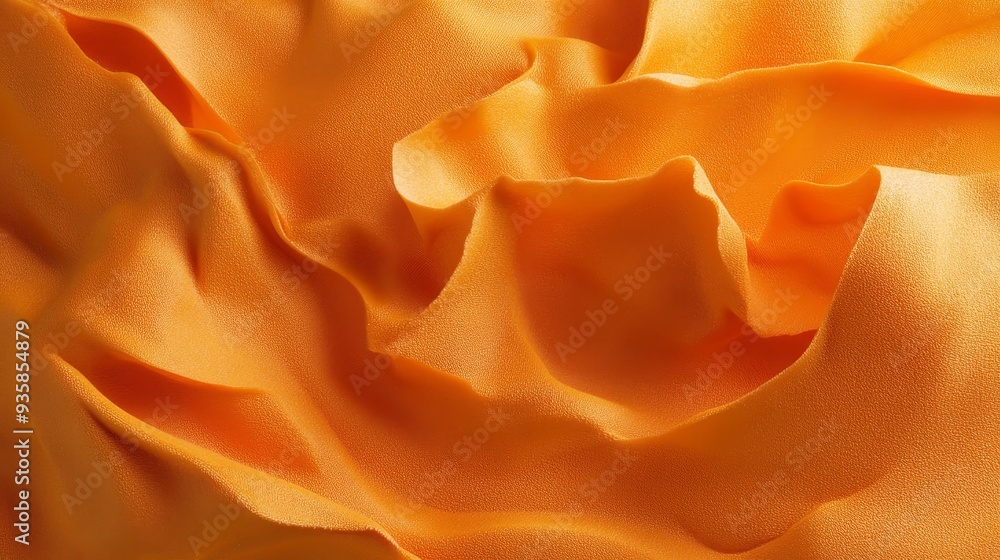Abstract Orange Fabric Texture Background - A close-up shot of orange fabric with soft folds and wrinkles. The fabric is smooth and luxurious, with a subtle sheen. It creates an abstract background wi Abstract Orange Fabric Texture Background - A close-up shot of orange fabric with soft folds and wrinkles. The fabric is smooth and luxurious, with a subtle sheen. It creates an abstract background wi