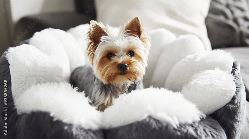 Yorkshire Terrier Mini on a White Background: Adorable and Lifelike Image of a Miniature Yorkshire Terrier, Showcasing Its Fluffy Coat and Cute Features, Isolated Against a Clean White Backdrop. Yorkshire Terrier Mini on a White Background: Adorable and Lifelike Image of a Miniature Yorkshire Terrier, Showcasing Its Fluffy Coat and Cute Features, Isolated Against a Clean White Backdrop.