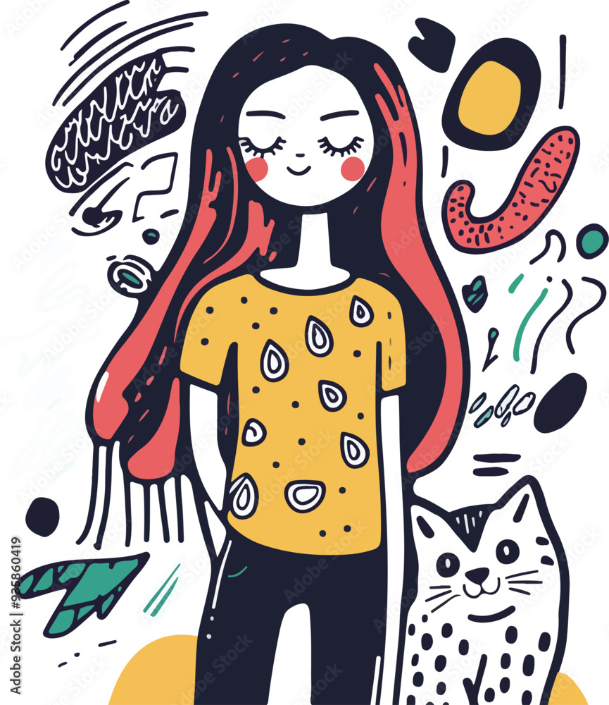 Artistic Girl with Cat Artistic Girl with Cat