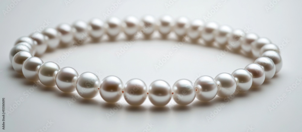 Elegant Pearl Necklace on a White Background Elegant Pearl Necklace on a White Background