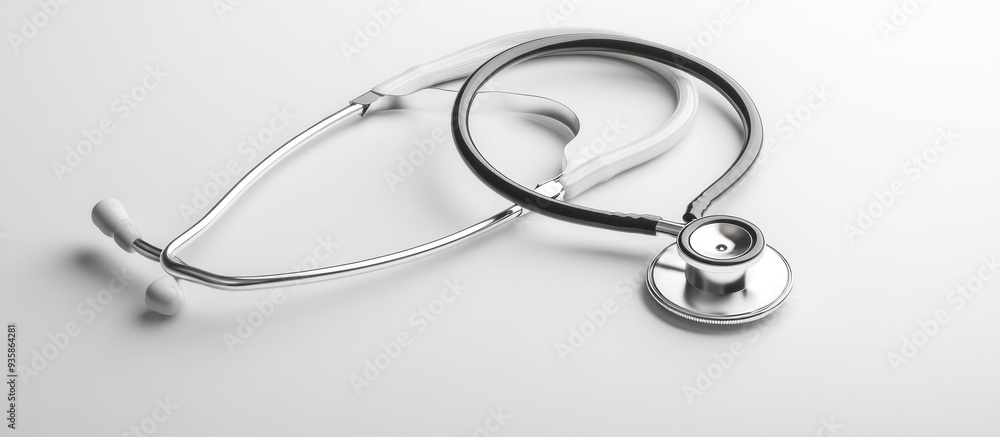 Silver Stethoscope on a White Background Silver Stethoscope on a White Background