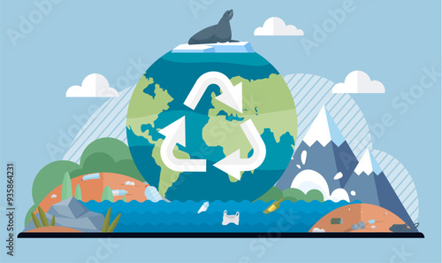 Ocean pollution vector illustration. The harm caused by ocean pollution extends beyond waters surface Toxins and impurities in ocean water compromise health marine organisms The destruction aquatic