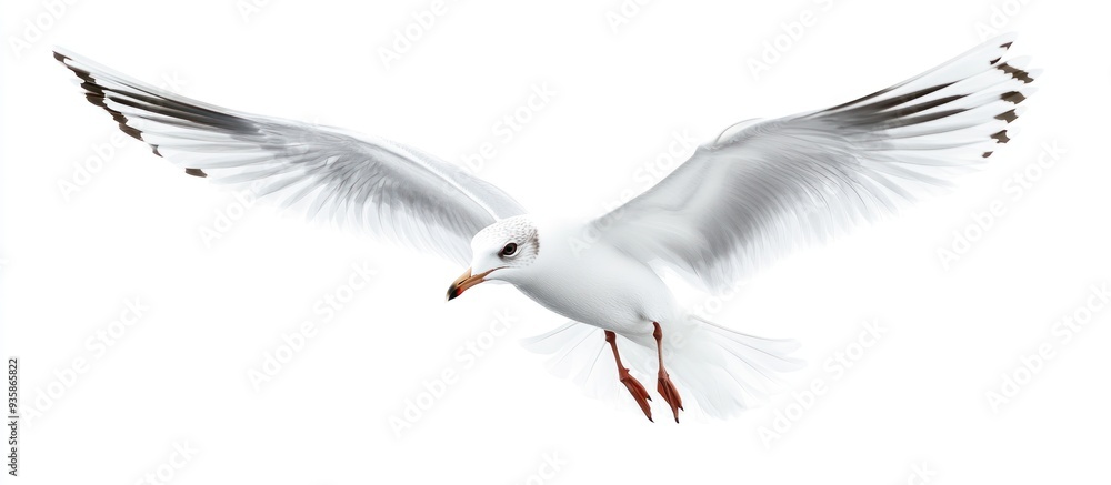 Fototapeta premium White Seagull in Flight with Spread Wings
