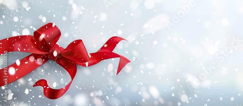 Christmas backdrop Ribbon with empty tag or label. Copy space image. Place for adding text and design