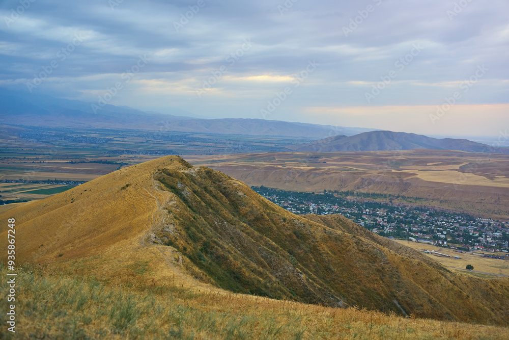 beautiful panoramic view of the mountains in the evening beautiful panoramic view of the mountains in the evening