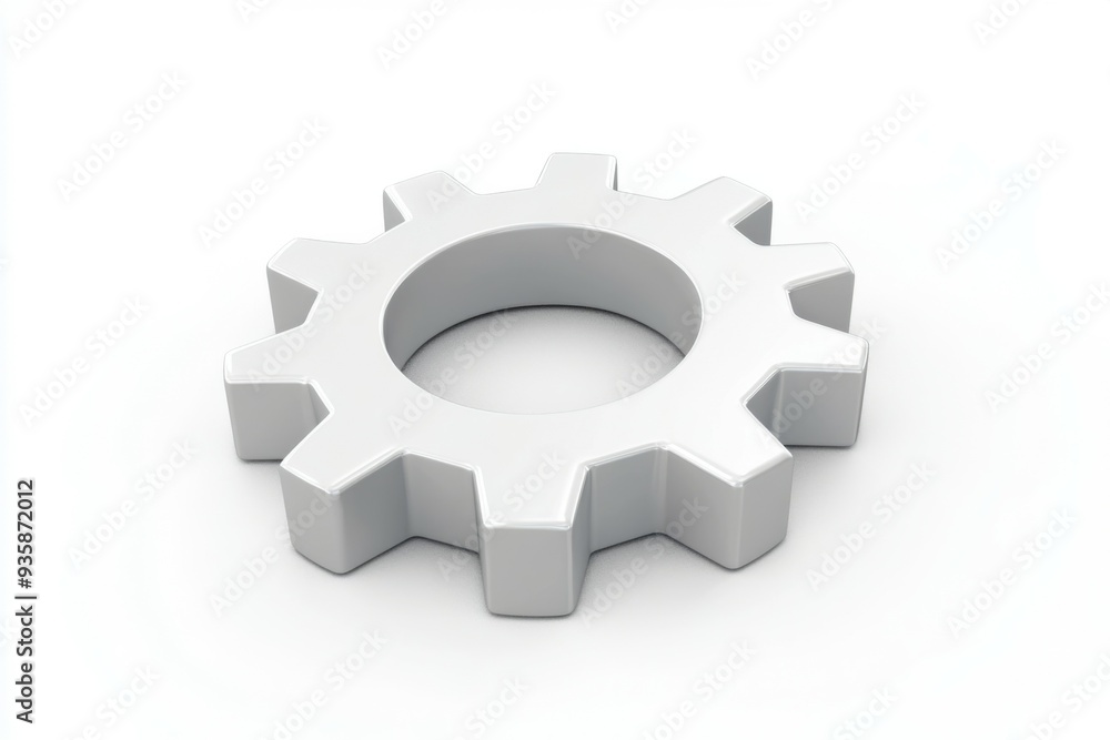 3D metal gear on a white background.