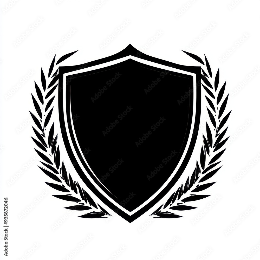 Black and white flat vector art illustration of a shield in a circular stamp logo style, svg design, isolated on white background, simple vector art design Black and white flat vector art illustration of a shield in a circular stamp logo style, svg design, isolated on white background, simple vector art design