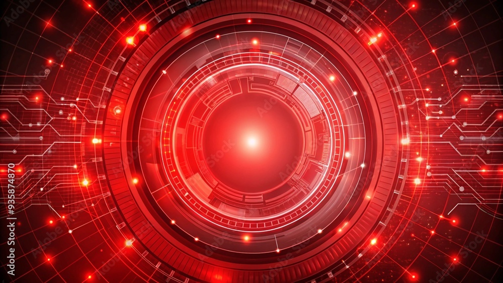 Obraz premium Red technology circle and computer science 