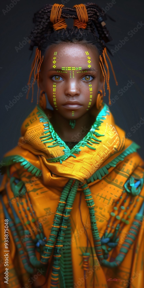 3d rendering of an African Shaman character for metaverse, a young shaman with traditional face paint and clothes; ethnic costume for virtual reality 3d rendering of an African Shaman character for metaverse, a young shaman with traditional face paint and clothes; ethnic costume for virtual reality