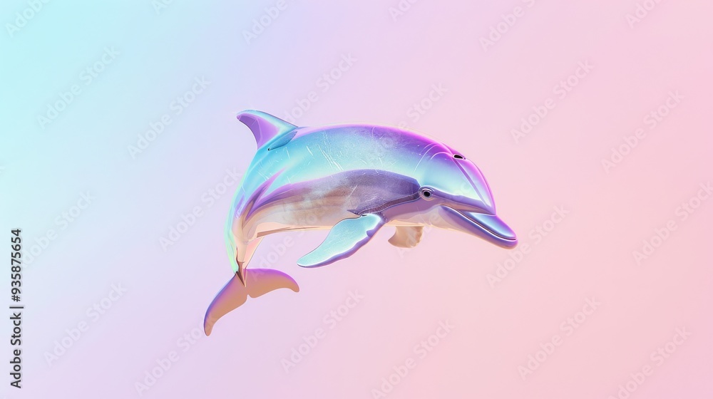 A stylized, pastel-colored dolphin gracefully swims in a minimalistic, dreamy background, capturing an ethereal charm. A stylized, pastel-colored dolphin gracefully swims in a minimalistic, dreamy background, capturing an ethereal charm.