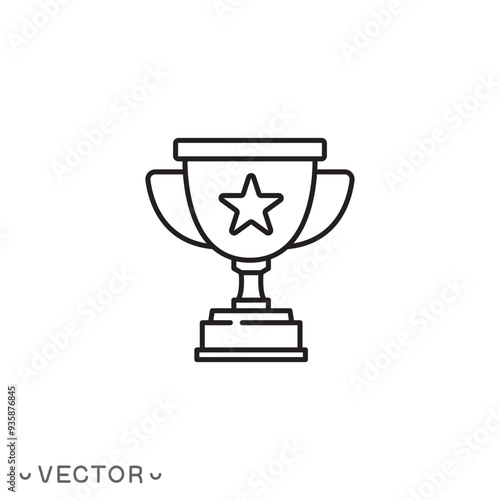 trophy icon, achievement, thin line symbol isolated on white background, editable stroke eps 10 vector illustration