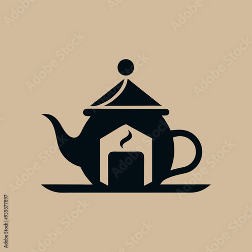 
     Tea house logo vector illustration.
