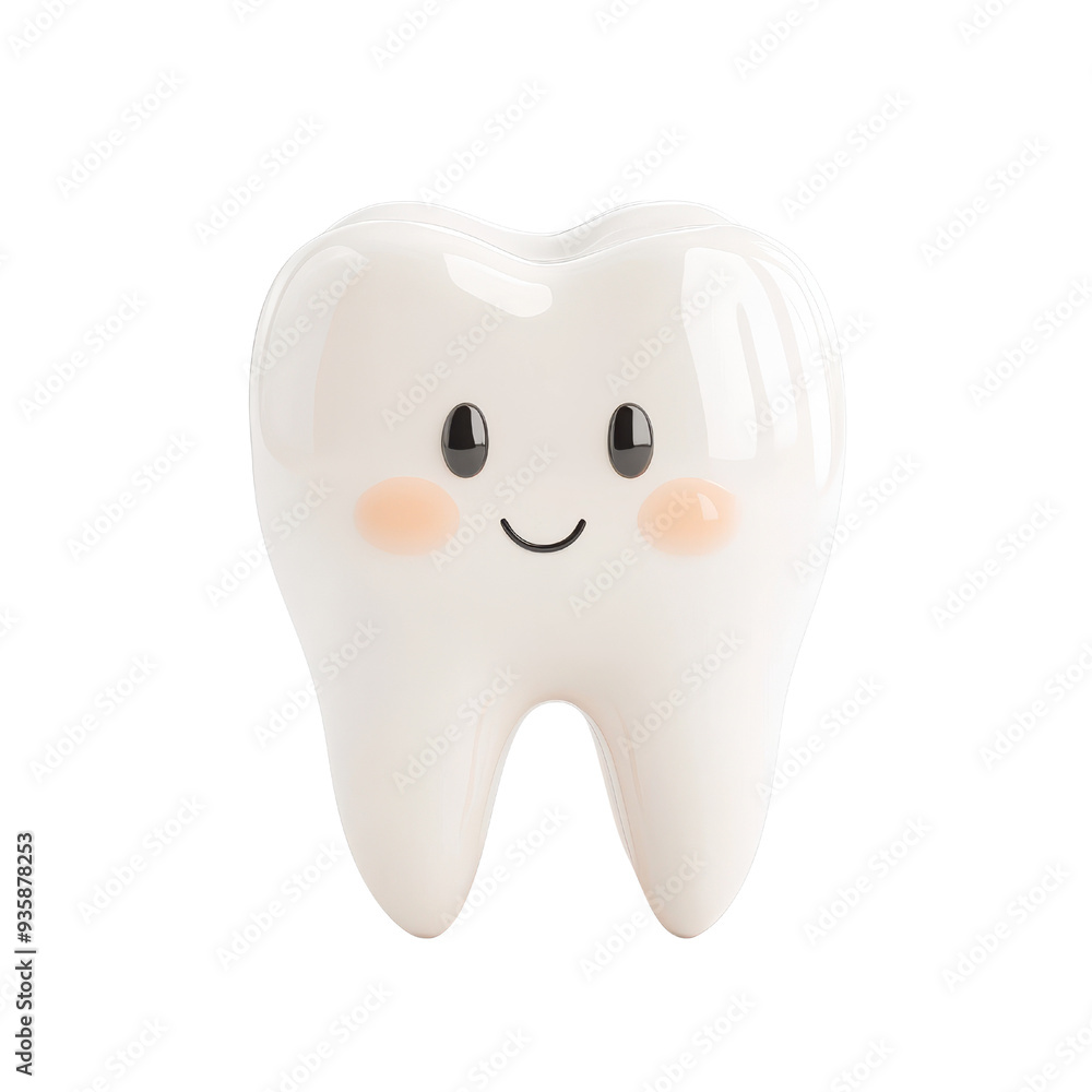 A cute cartoon tooth character with a smiling face, isolated on a white background. A cute cartoon tooth character with a smiling face, isolated on a white background.