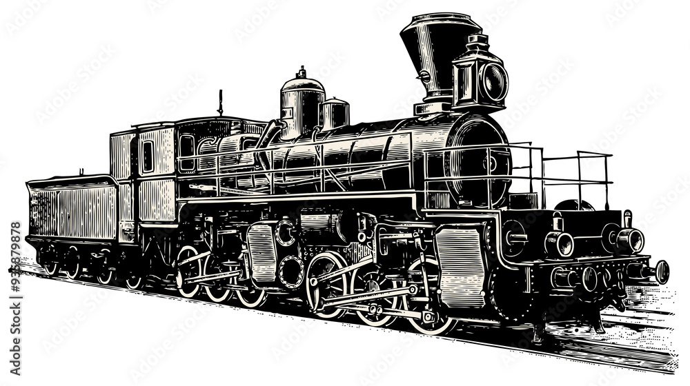 Fototapeta premium train vintage illustration isolated on transparent background