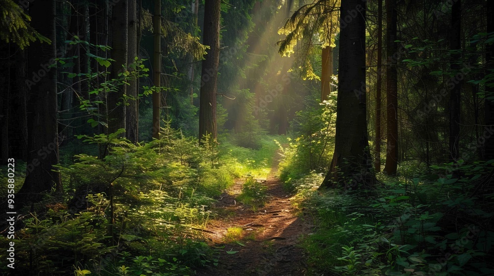 Obraz premium In the forest, time seems to stand still, offering a respite from the hustle and bustle of everyday life.