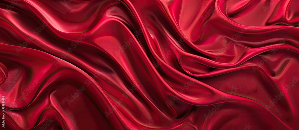 Fototapeta premium Red Fabric Texture Background wallpaper. Copy space image. Place for adding text and design