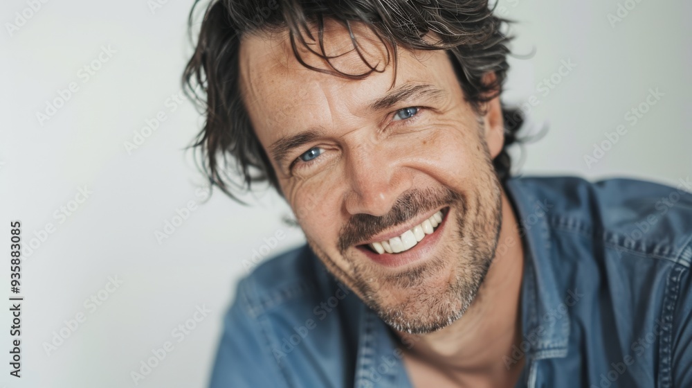 A man with unkempt hair and a friendly smile, dressed casually in a button-down shirt, ready for a relaxed day. A man with unkempt hair and a friendly smile, dressed casually in a button-down shirt, ready for a relaxed day.