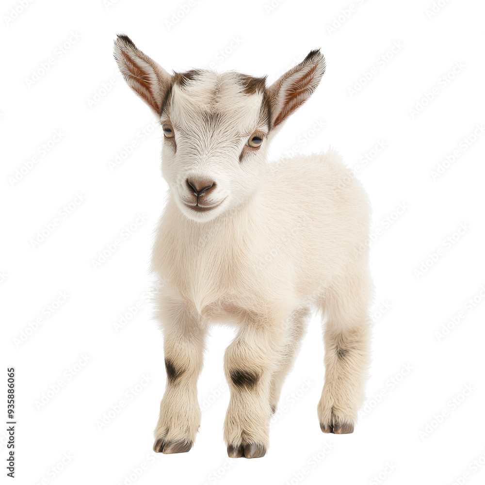 baby goat standing playfully isolated on a white background. baby goat standing playfully isolated on a white background.