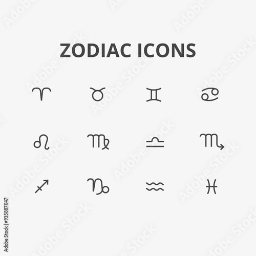 Zodiac signs. Horoscop icons. Vector illustration