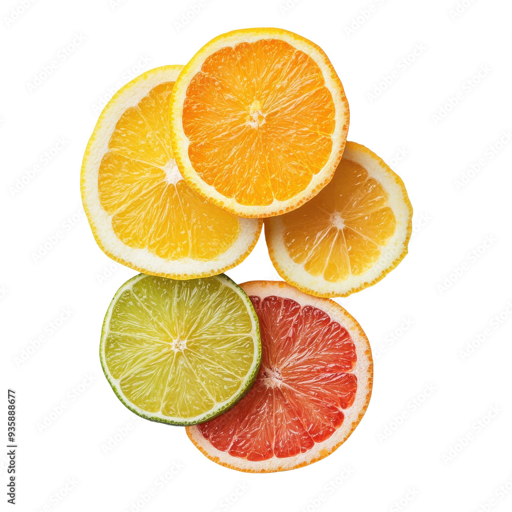 citrus fruit slices, showcasing oranges, lemons, limes, and grapefruits isolated on a white background. citrus fruit slices, showcasing oranges, lemons, limes, and grapefruits isolated on a white background.