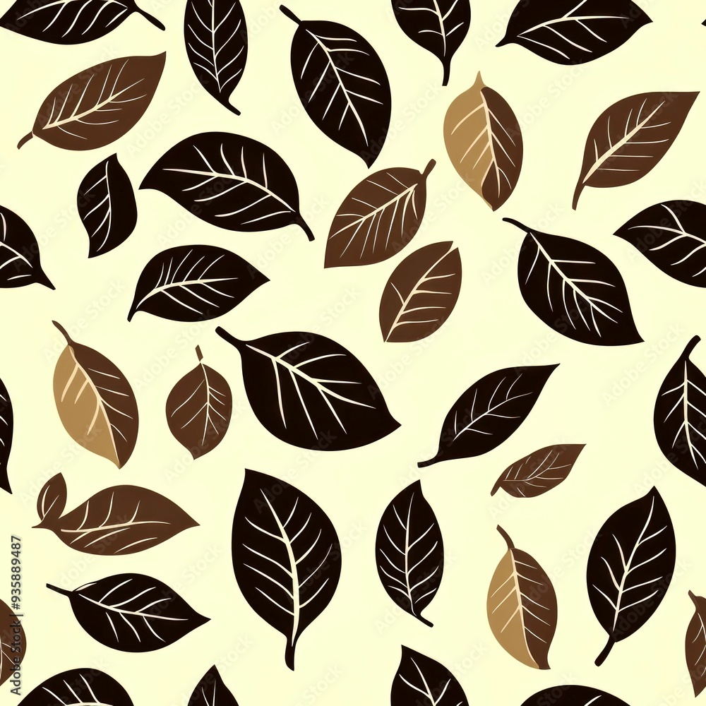Abstract Pattern of Brown Leaves on a Beige Background Abstract Pattern of Brown Leaves on a Beige Background