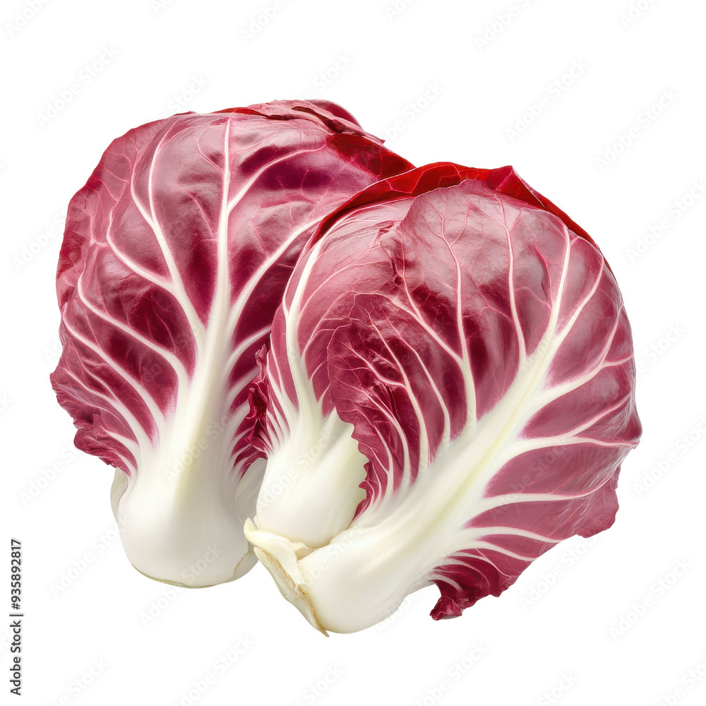 Fresh red cabbage with vibrant leaves isolated on a white background. Fresh red cabbage with vibrant leaves isolated on a white background.