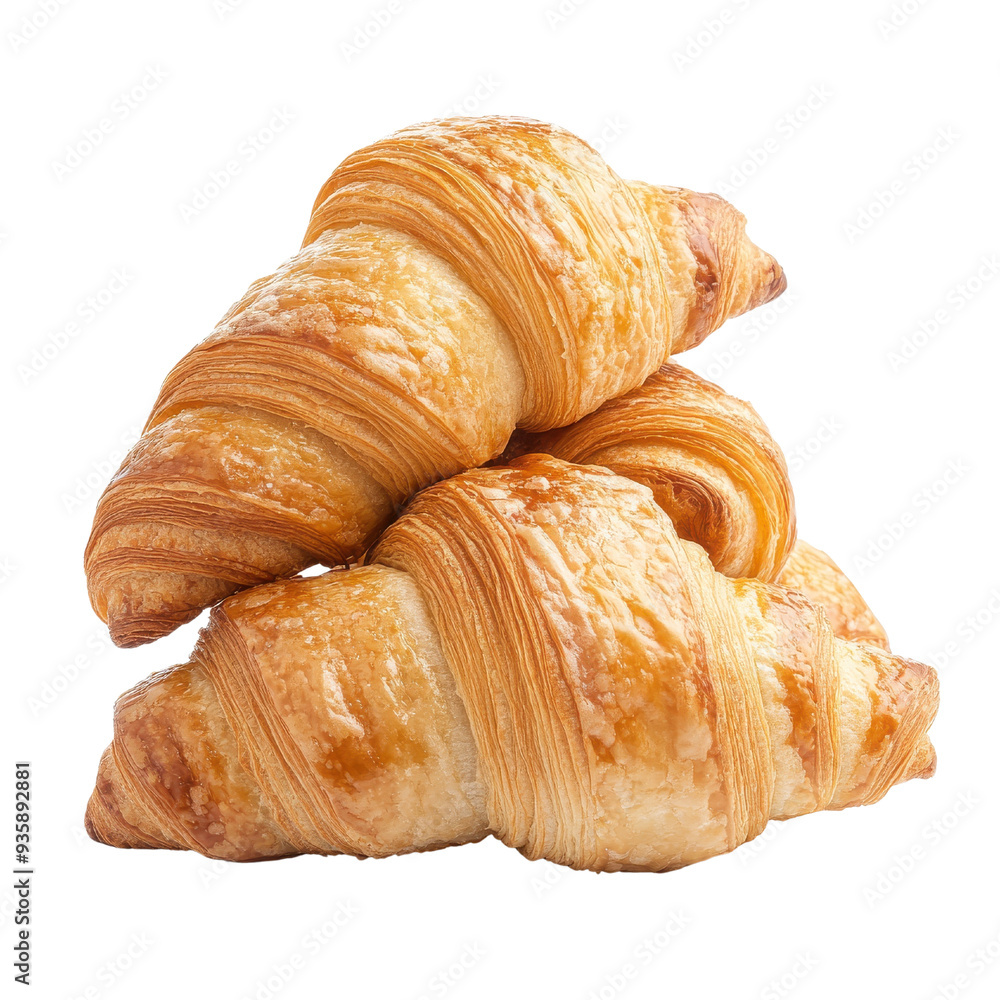 Freshly baked buttery croissants isolated on a white background. Freshly baked buttery croissants isolated on a white background.