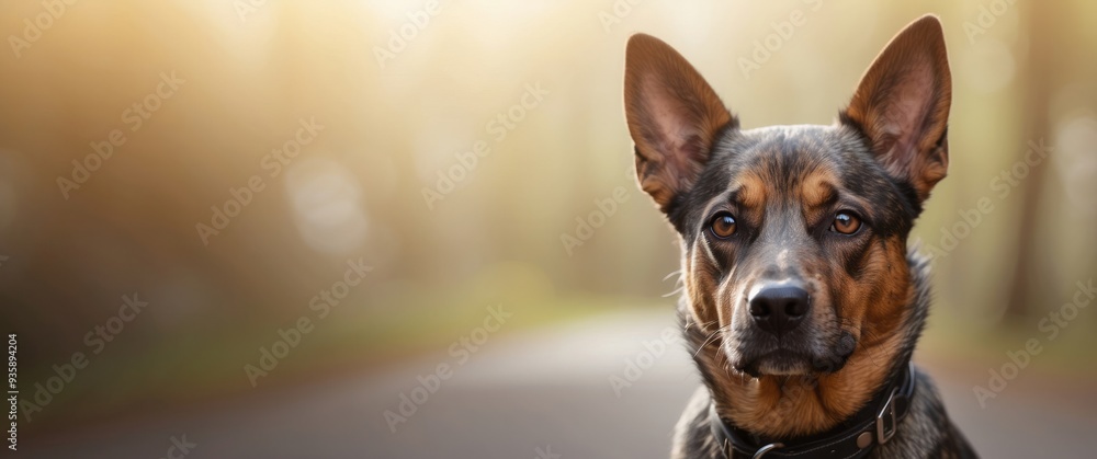 A Close-Up Portrait of a Brown and Black Dog with Erect Ears A Close-Up Portrait of a Brown and Black Dog with Erect Ears