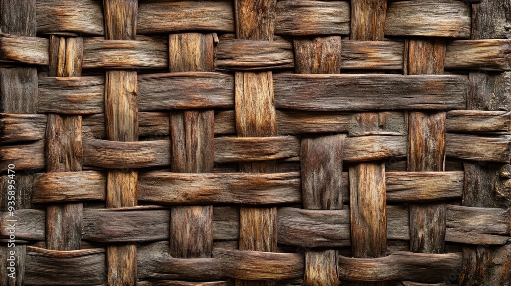 Rustic Woven Wood Texture Background - A close-up of a woven wood texture, showcasing the intricate details and rustic charm of natural materials. The image symbolizes craftsmanship, tradition, and th Rustic Woven Wood Texture Background - A close-up of a woven wood texture, showcasing the intricate details and rustic charm of natural materials. The image symbolizes craftsmanship, tradition, and th
