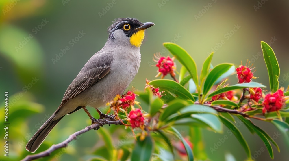 A Yellow-Crested Bulbul Perched on a Branch A Yellow-Crested Bulbul Perched on a Branch