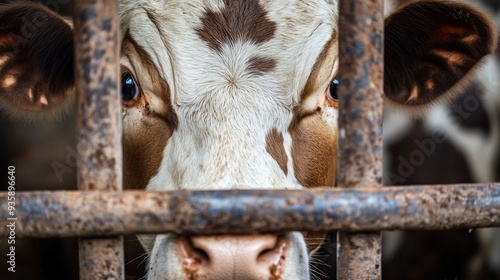 Cow's Eye Through Rusty Bars
