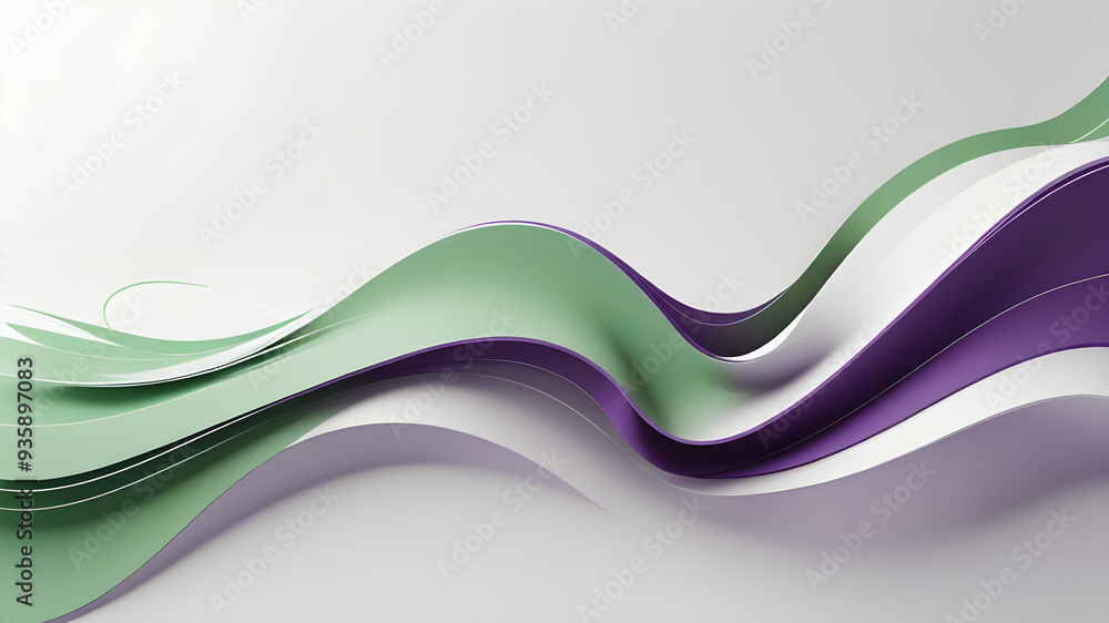 Obraz premium A Modern Abstract Purple Green 3d Background with Waves and Empty Space for Text