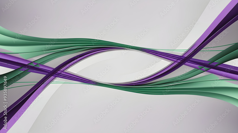 Naklejka premium A Modern Abstract Purple Green 3d Background with Waves and Empty Space for Text