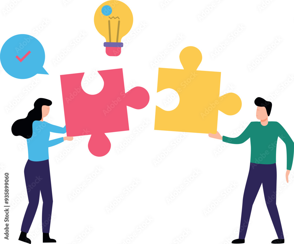 A boy and a girl are solving a puzzle.