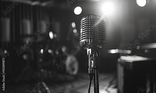 Wallpaper Mural Vintage microphone with copyright area. Torontodigital.ca