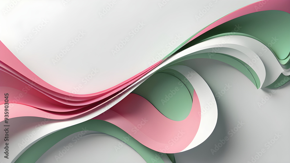 Naklejka premium A modern light pink green white background having space for text, banner, poster, backdrop design, Abstract minimalist background design, 3d render