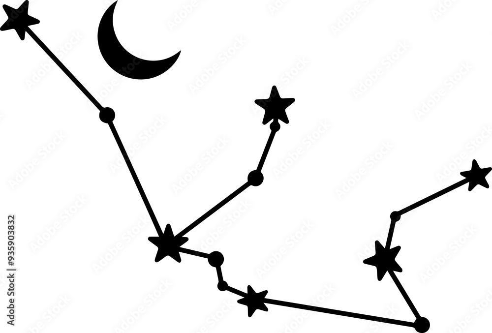 Cancer star constellation with moon Cancer star constellation with moon