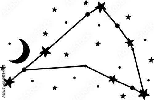 Capricorn star constellation with stars and moon