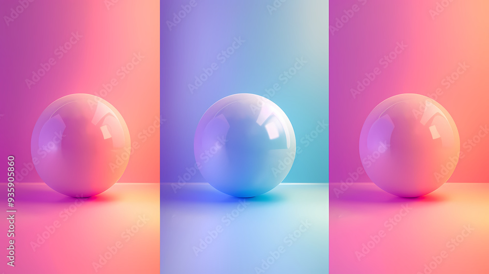 SET Modern poster design with gradient round sphere in the center. Colorful banner design with 3d gradient background SET Modern poster design with gradient round sphere in the center. Colorful banner design with 3d gradient background