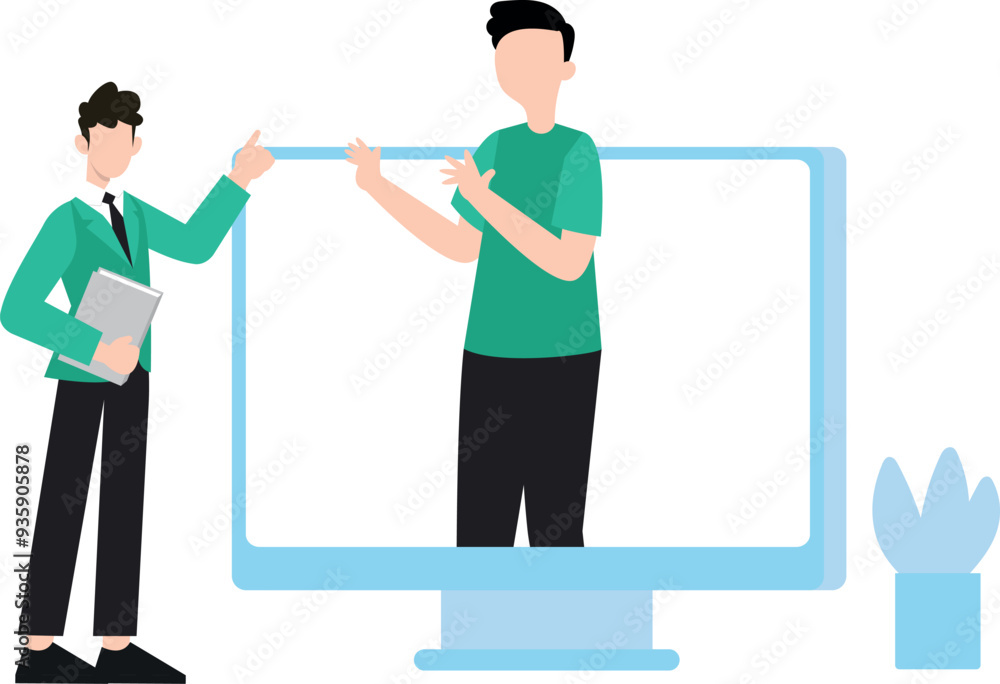 Obraz premium Boys chatting online.