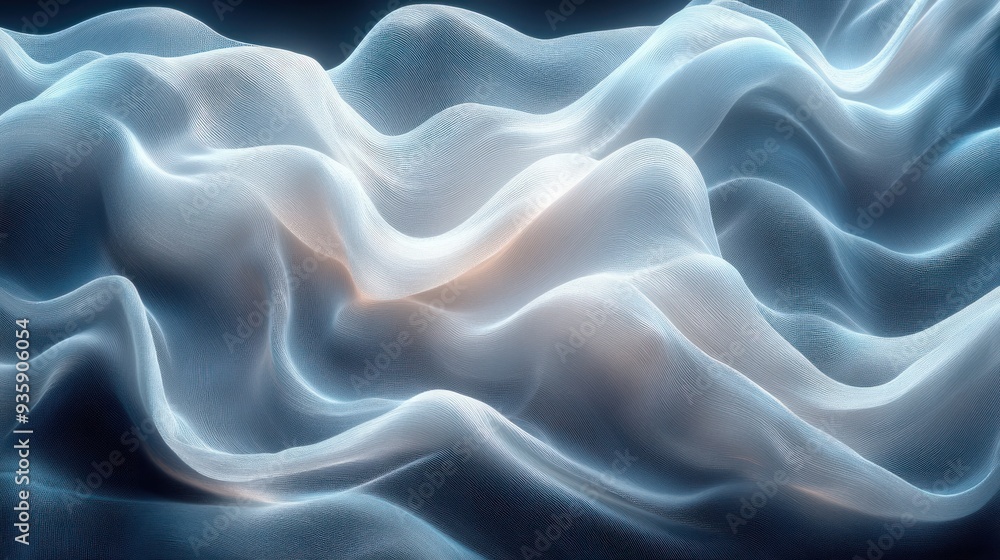 Obraz premium Abstract Blue and White Wavy Fabric