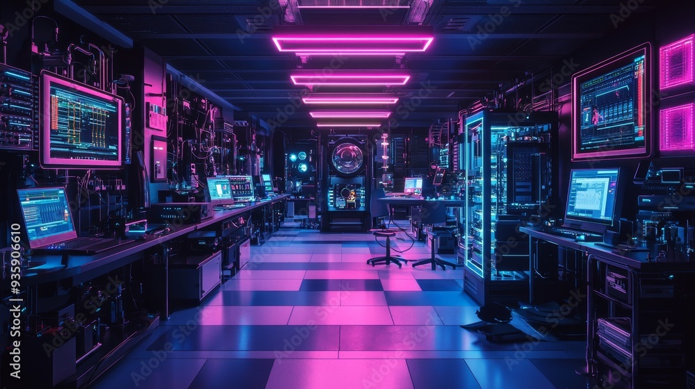 Neon Server Room. Neon Server Room.