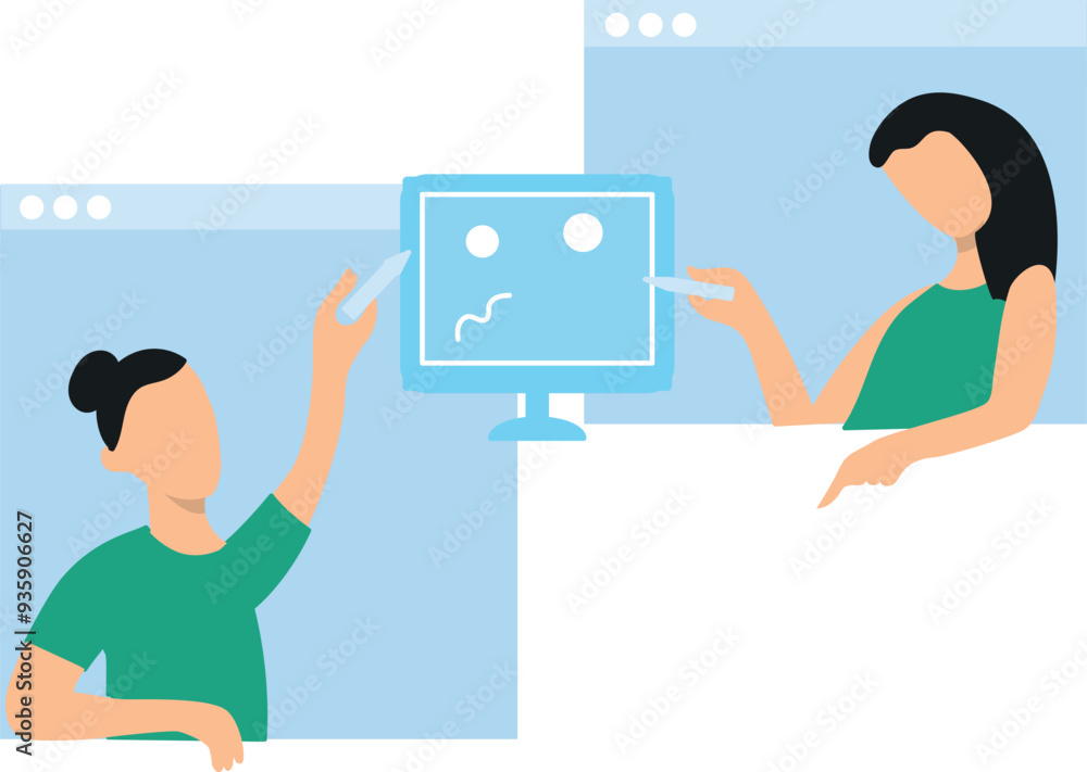 Girls designing web page online. Girls designing web page online.
