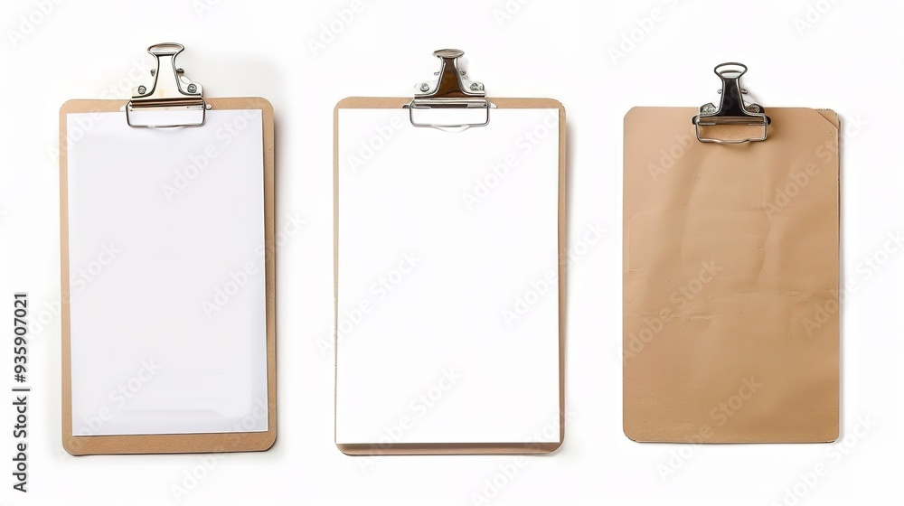 Set of Plain Empty Clipboards with Paper Sheets on a White Background: Collection of Blank Clipboards Featuring Paper Sheets, Isolated Against a Clean White Backdrop for a Simple and Professional Look Set of Plain Empty Clipboards with Paper Sheets on a White Background: Collection of Blank Clipboards Featuring Paper Sheets, Isolated Against a Clean White Backdrop for a Simple and Professional Look